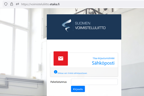 eTaika kirjautumisnäkymä
